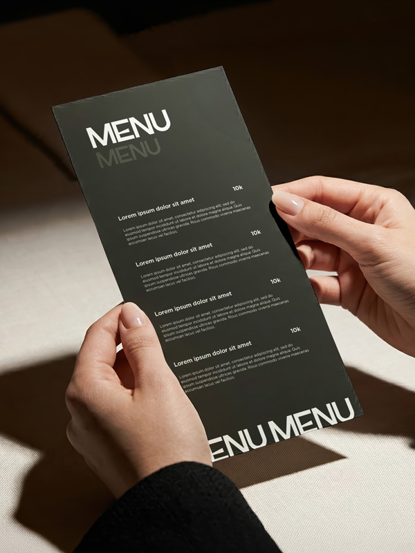 Cartas de Mesa Restaurante Resistentes 10 x 21 (Con QR)