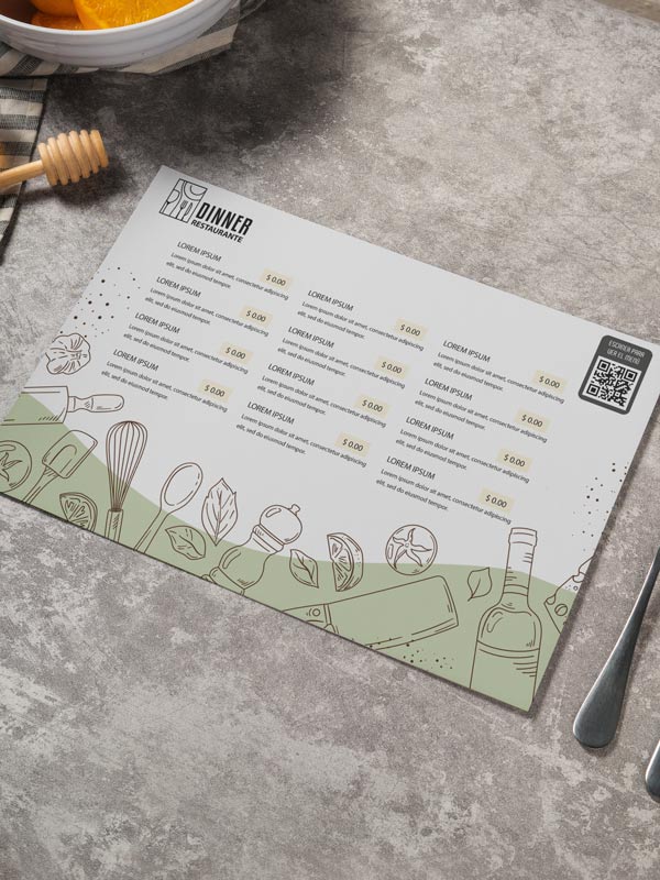 Manteles Menú de Papel con Ilustraciones Culinarias - Imagen 3