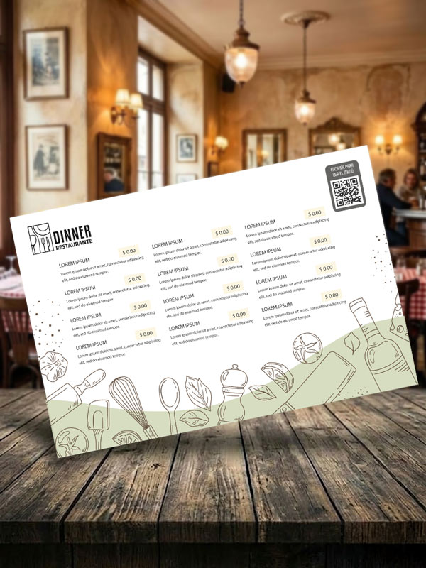 Manteles Menú de Papel con Ilustraciones Culinarias