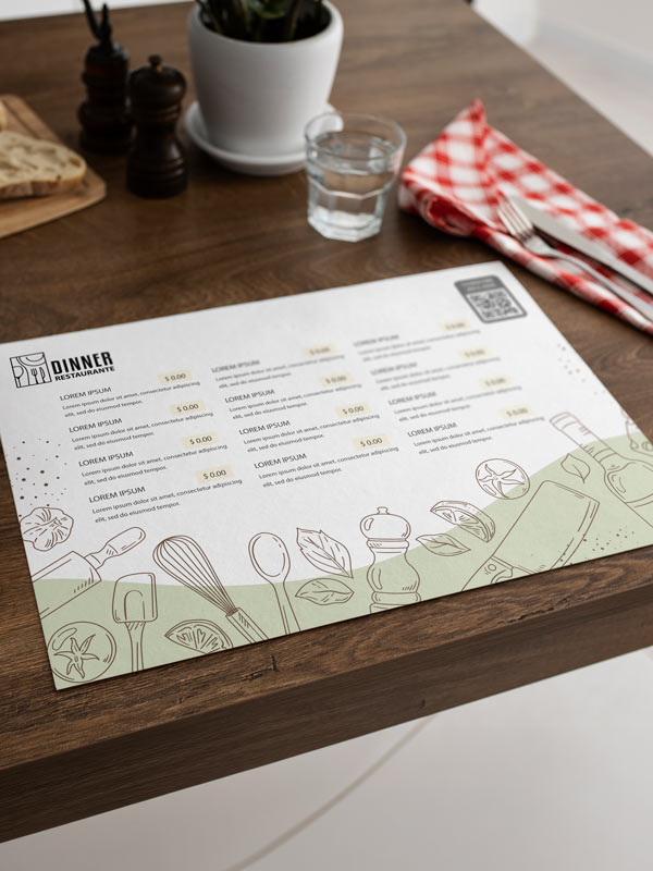 Manteles Menú de Papel con Ilustraciones Culinarias - Imagen 2