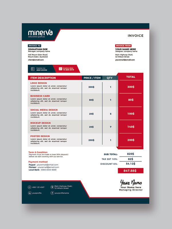 Hojas Facturas | Minerva %Envío gratis. Tu imprenta de confianza