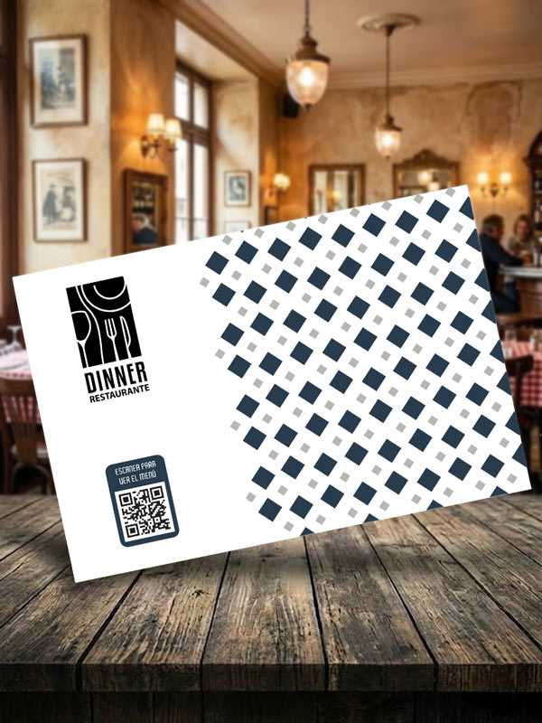 Mantel de Papel Patrón Geométrico Rombos Azules y QR
