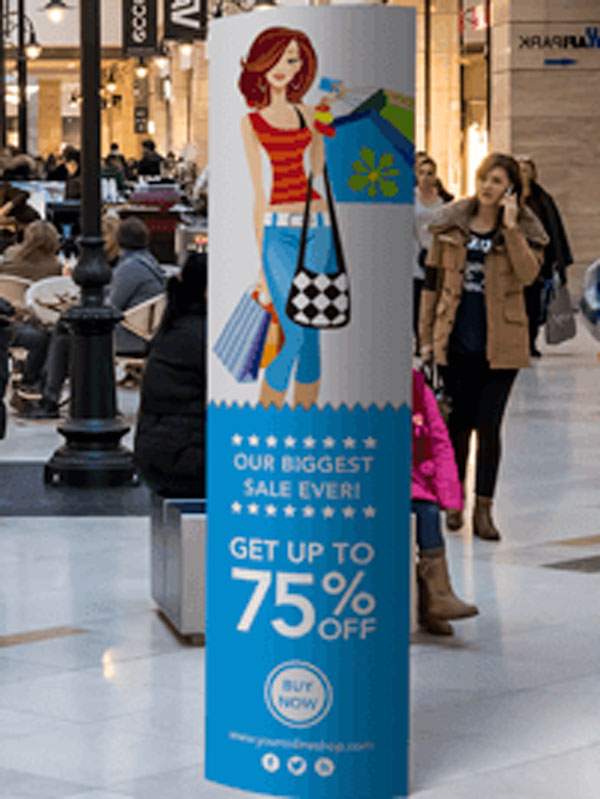 Tótem Publicitario Automático – Forma Ovalada