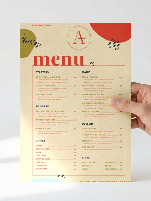 Cartas de Mesa Restaurante Resistente A4 (Con QR) - Imagen 3