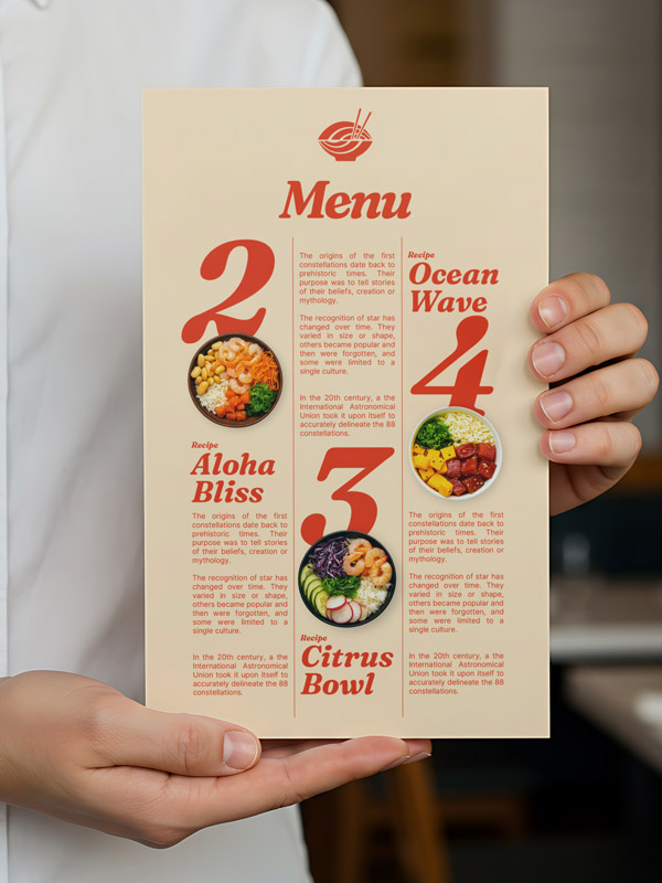 Cartas de Mesa Restaurante Resistente A4 (Con QR)