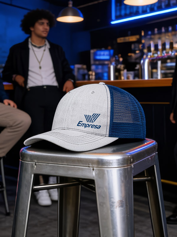 Gorra Danix de 6 paneles bicolor con rejilla personalizada con logotipo corporativo