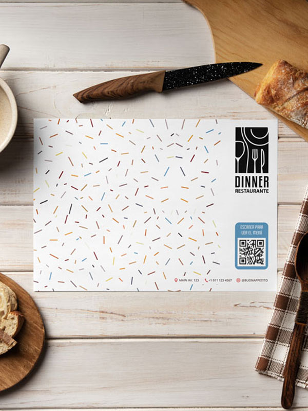 Mantel de Papel Confetti Multicolor con QR - Imagen 2