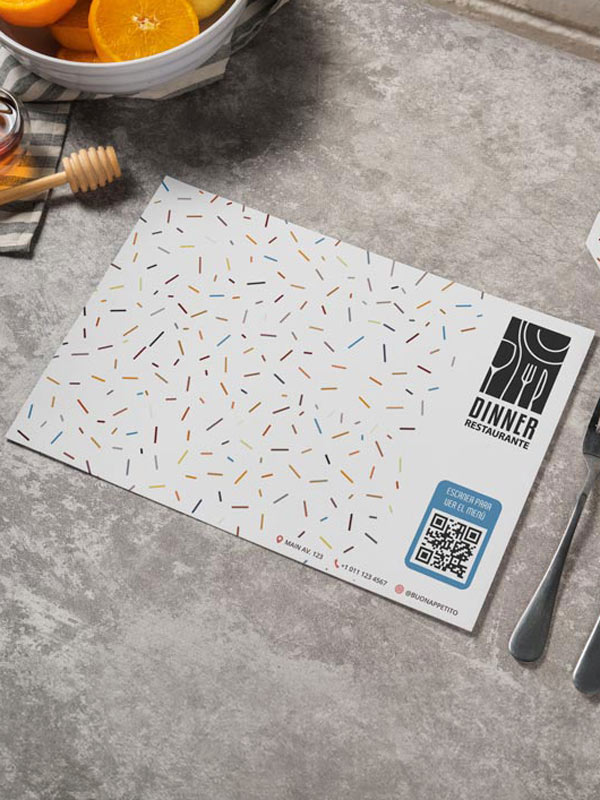 Mantel de Papel Confetti Multicolor con QR - Imagen 4