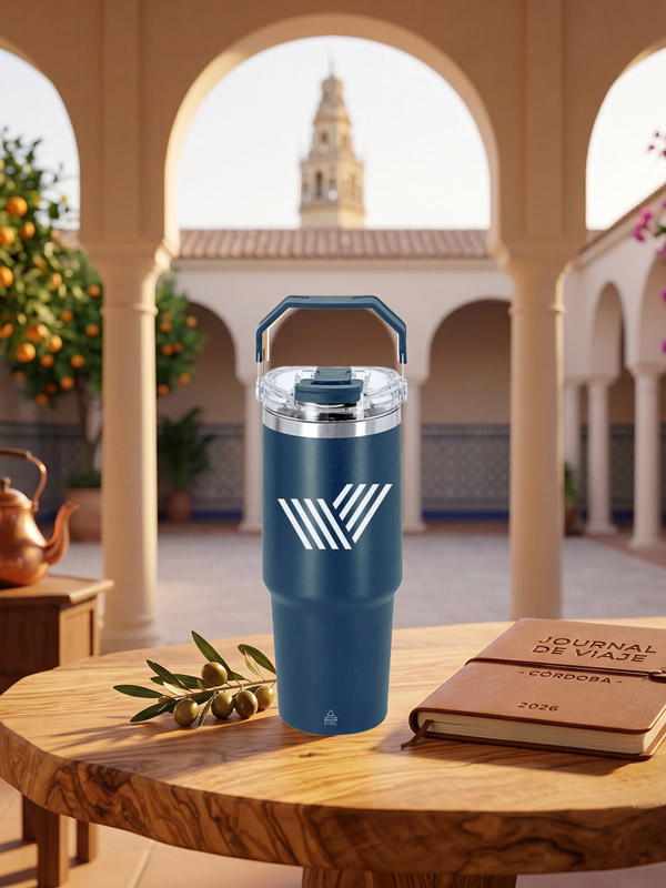 Termo de acero inoxidable reciclado para regalos de empresa y merchandising premium