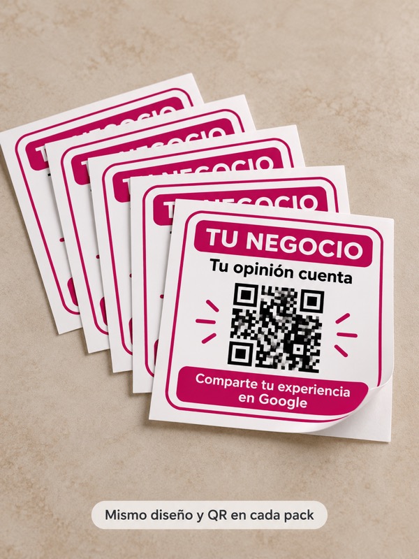 Vinilo QR · Pack con el mismo diseño. Ejemplo de diseño personalizado.